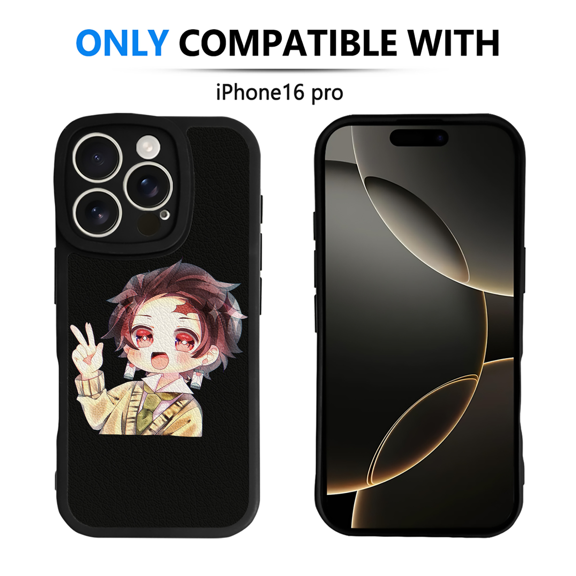 （画像用） 鬼滅の刃 竈門 炭治郎／かまど たんじろう Kamado Tanjirou 【iPhone 16シリーズ対応】シリコンスマホケース（レザー調） 材質：シリコン